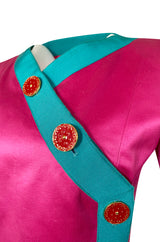 Spring 1993 Yves Saint Laurent Pink & Turquoise Enamel Button Dress