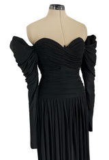 Spectacular 1970s Lanvin by Jules-Francois Crahay Off or On the Shoulder Draped Jersey Dress