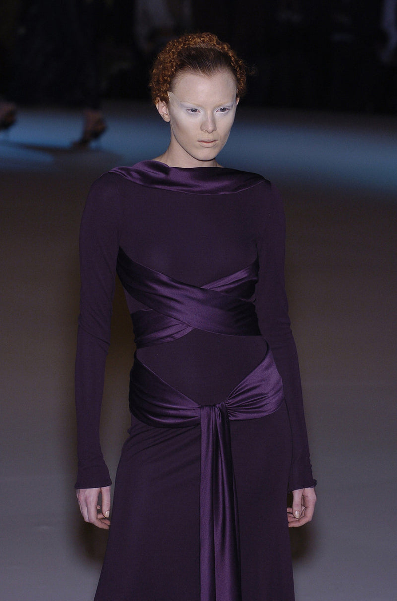 2004 F/W Alexander McQueen Purple Tie Runway Dress