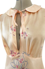 Cutest 1940s Fruit of the Loom Silky Rayon Floral Print Lingerie Dress