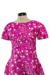 Exceptional Early 1960s Christian Dior by Marc Bohan Pink & White Silk Twill Dress Set