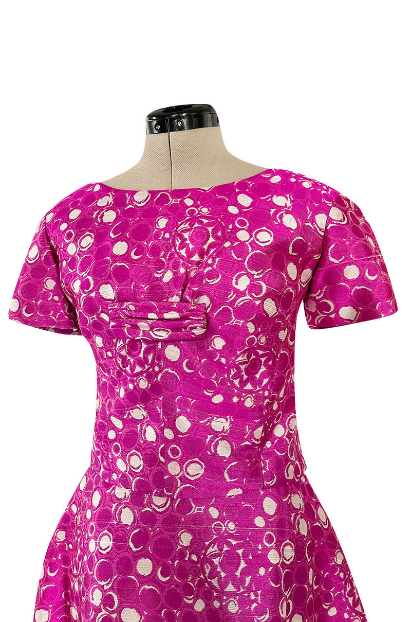 Exceptional Early 1960s Christian Dior by Marc Bohan Pink & White Silk Twill Dress Set