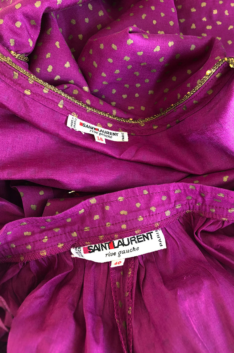 c.1976 Yves Saint Laurent Hand Painted Russian Top & Skirt Set