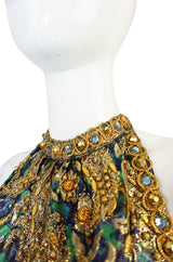 1960s Studded & Embellished Metallic Backless Dress