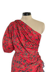 Prettiest 2018 Isabel Marant Etoile Esther One Shoulder Red Floral Print Dress