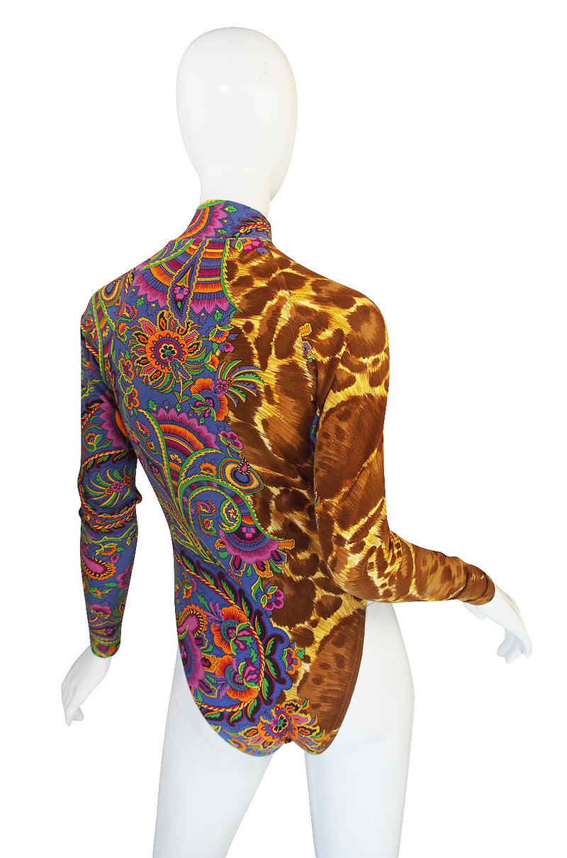 1990s Versace Jeans Couture Leopard Body Suit & Skirt
