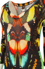2014 Jean Paul Gaultier Butterfly Stretch Jersey Maxi Dress