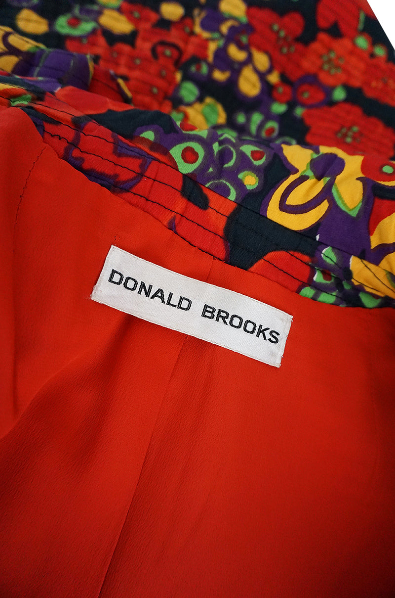 1960s Donald Brooks Fabulous Floral Print Top Stitched Coat
