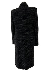 Chic Fall 2004 Chanel by Karl Lagerfeld Haute Couture Black & White Boucle Runway Dress & Jacket