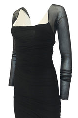 c.1990 Giorgio di Sant Angelo Black Stretch Net Multi Length Dress