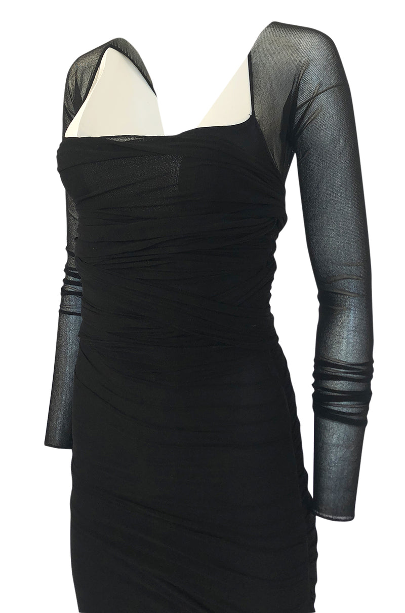 c.1990 Giorgio di Sant Angelo Black Stretch Net Multi Length Dress