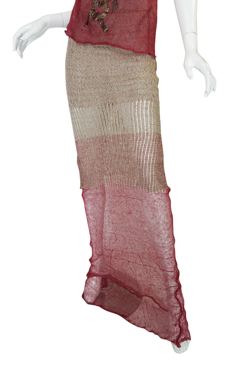 1990s Vivienne Westwood Gilt Painted Knit Skirt & Tank