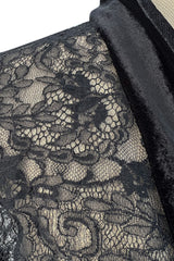 Beautiful Fall 2003 Christian Dior by John Galliano Black Lace Jacket Top w Velvet Trim