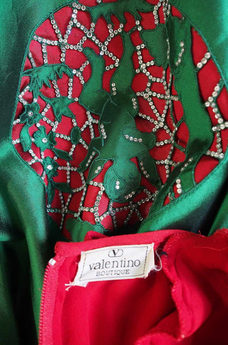 Rare 1988 Valentino Rhinestone Detailed "Cupid" Silk Gown