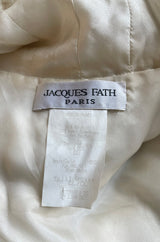 Chic & Simple Late 1990s Jacques Fath Off-White Ivory Feather Cropped Capelet