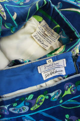 Rare 1960s Emilio Pucci Blue Print Velvet Suit