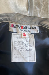 Spring 1982 Yves Saint Laurent Metallic Silver Leather Pencil Cut Skirt