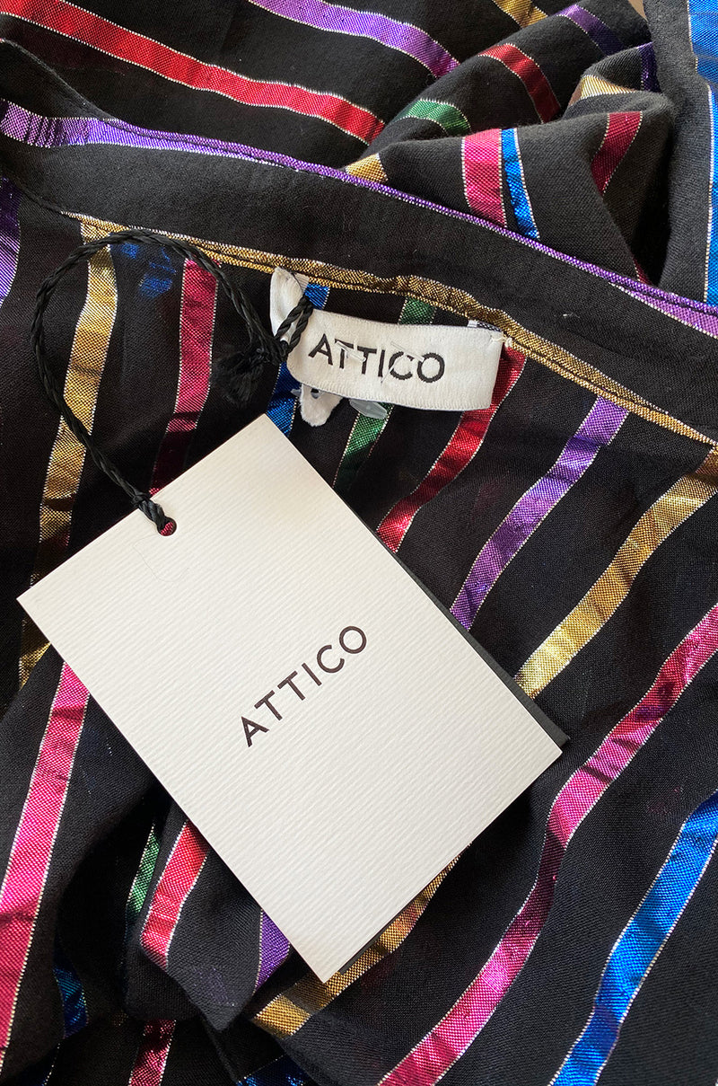 Spring 2019 Attico Metallic Rainbow Striped Mini Dress New with Tags