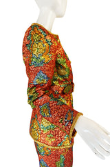 1980s Numbered Demi-Couture Coral Metallic Givenchy Suit