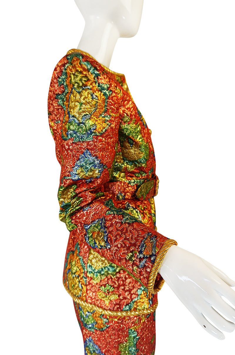 1980s Numbered Demi-Couture Coral Metallic Givenchy Suit