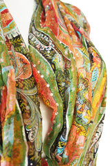 1970s Silk Chiffon Pauline Trigere Caftan Dress