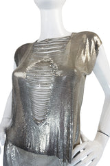 Paco Rabanne Silver Asymmetric Metal Mesh Top