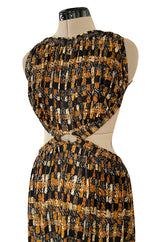 Spring 2017 Celine by Phoebe Philo Runway Basket Weave Print Open Cut Out Jersey Dress