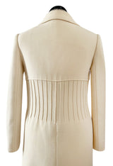 Important Spring 1970 Valentino Haute Couture Ivory Wool Coat w Intricate PinTuck Detailing