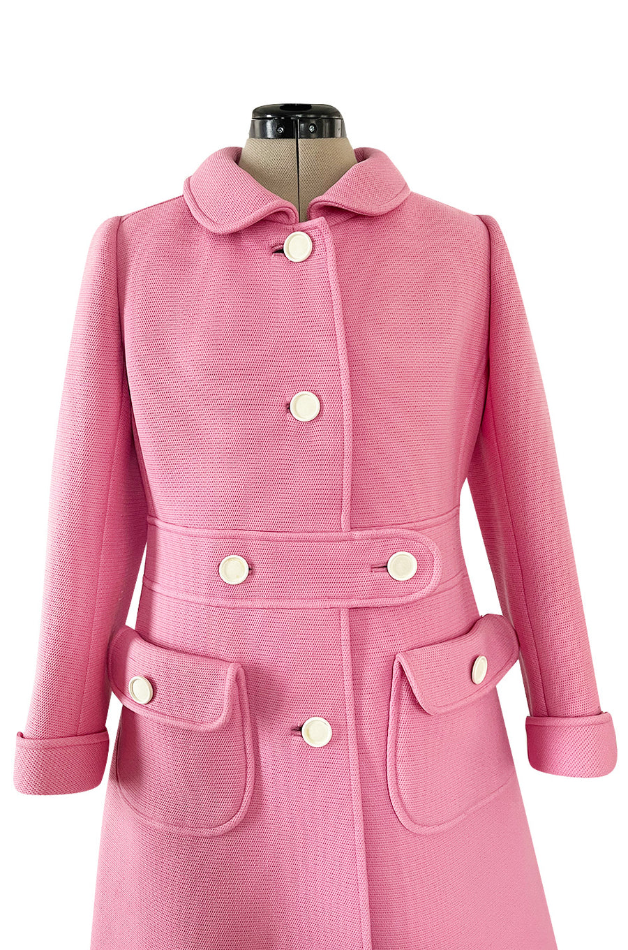 コート COURREGES Woman Coat Pink 125CMA199PL0170 6017 Courrèges Pink Fur Collar Wool Coat | luxequarter.com