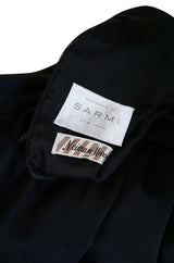 Stunning 1960s Black Silk Satin Sarmi Cocktail Dress