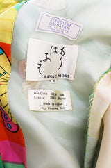 c1965-67 Hanae Mori Butterfly Print Ruffled Silk Dress & Shawl