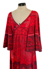 Spring 2017 Valentino by PierPaolo Piccioli Red Silk Dress w Zandra Rhodes Print