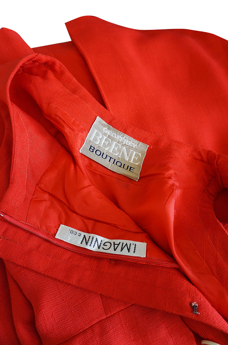 1960s Geoffrey Beene Boutique Red Linen Dress