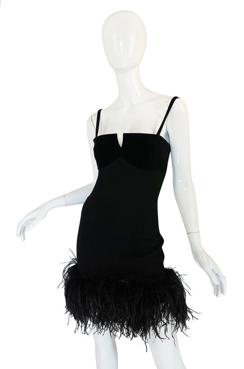 1980s Dramatic Feathered Louis Feraud Dress and Jacket