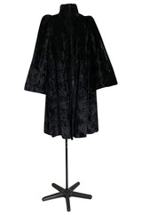 Documented 1973 Biba by Barbara Hulanicki Rare Maternity Label Black Faux Fur Swing Coat