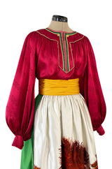 Documented Spring 1977 Emanuel Ungaro Haute Couture Brilliant Silk Skirt & Top Set