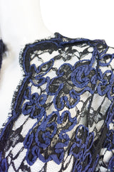 1960s Blue Cord & Black Net Geoffrey Beene Evening Jacket