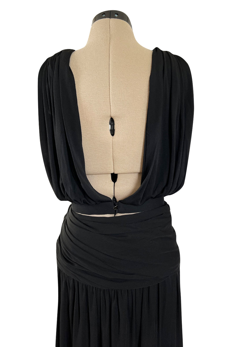 Spring 1983 Yves Saint Laurent Haute Couture Attr. Plunging Silk Jersey Top & Skirt Set