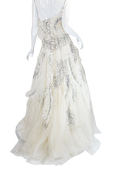 Extraordinary 1960s Feather & Rhinestone Strapless Gown