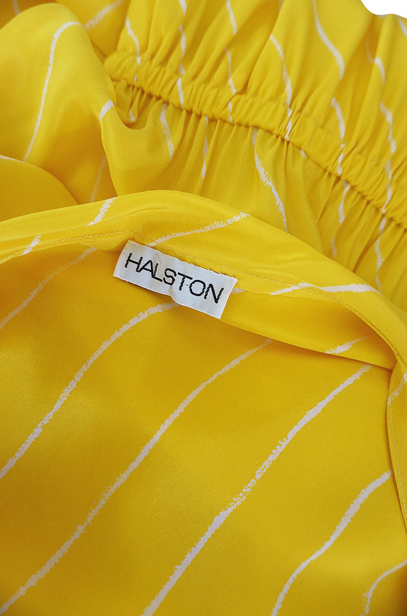 S/S 1976 Halston Demi-Couture Bias Cut Yellow Silk Dress