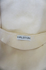 c1972 Halston Ultrasuede Zip Front Dress in Cream