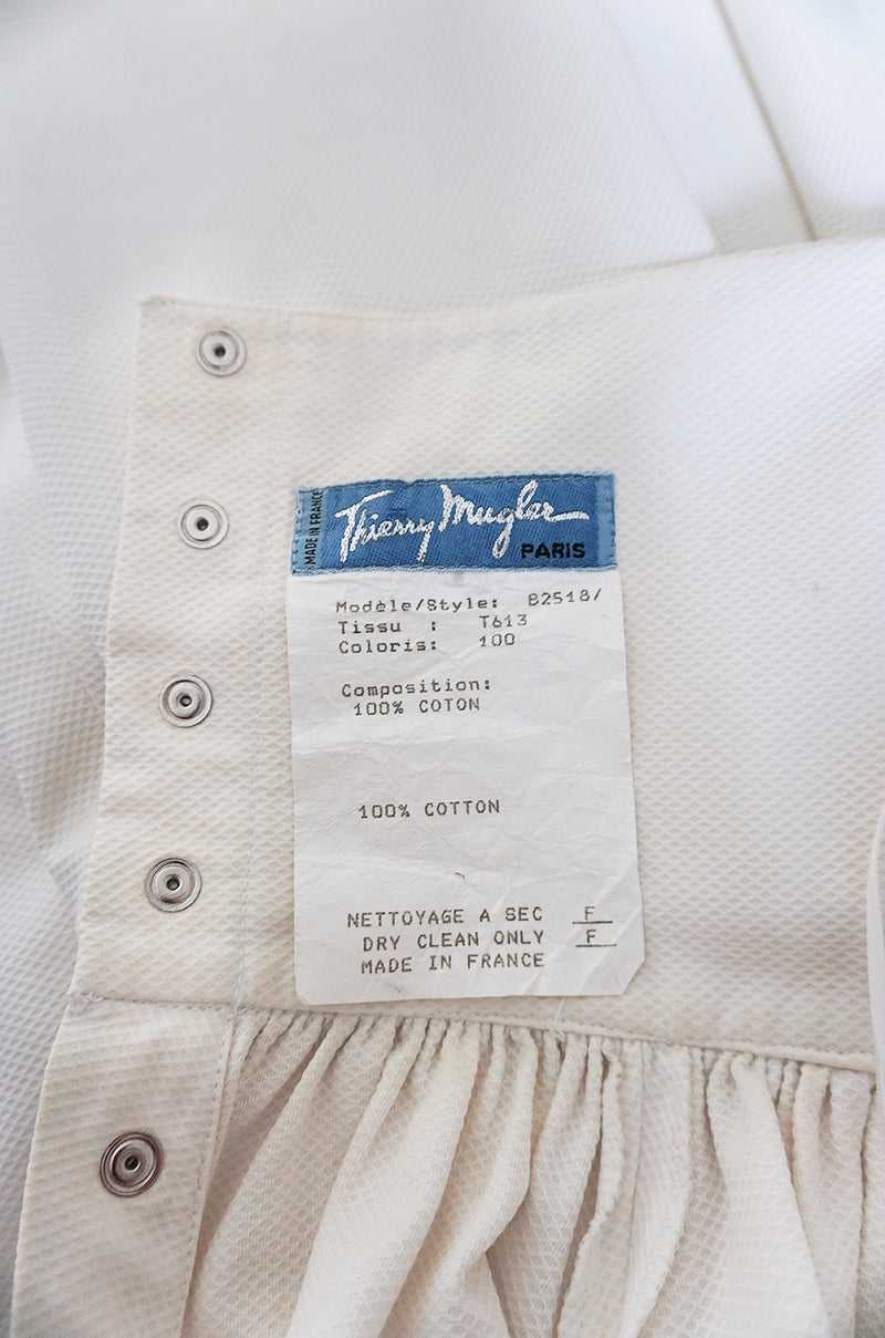 1980s Thierry Mugler Strapless Sculpted Cotton Pique Dress