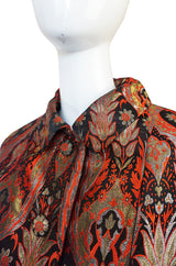 Spectacular 1960s Gold & Red Silk Brocade Christian Dior Coat