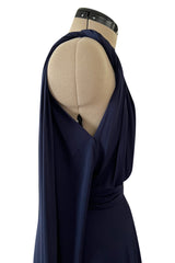 Cruise 2020 Christian Dior by Maria Grazia Chiuri Deep Blue Cape Back Jersey Dress
