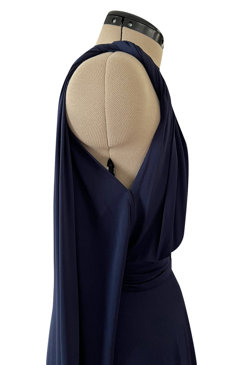 Cruise 2020 Christian Dior by Maria Grazia Chiuri Deep Blue Cape Back Jersey Dress