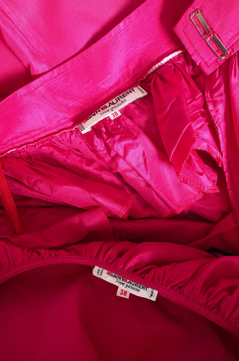 1973 Yves Saint Laurent Pink Silk Ruffle Set