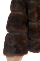 Stunning 1950s Unlabeled Deep Brown Mink Jacket Bolero w Braided Silk Cord Detailing