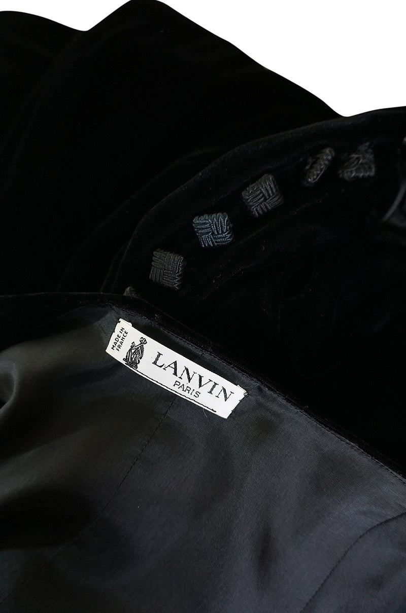 1970s Demi-Couture Black Velvet Tiered Lanvin Dress