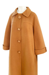 1950s Pierre Balmain Deep Mustard Orange Wool 'Blanket' Car Swing Coat
