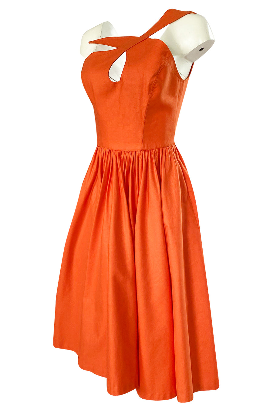 特価商品  1980s Thierry Mugler One Shoulder Sculpted Orange Cotton ワンピース